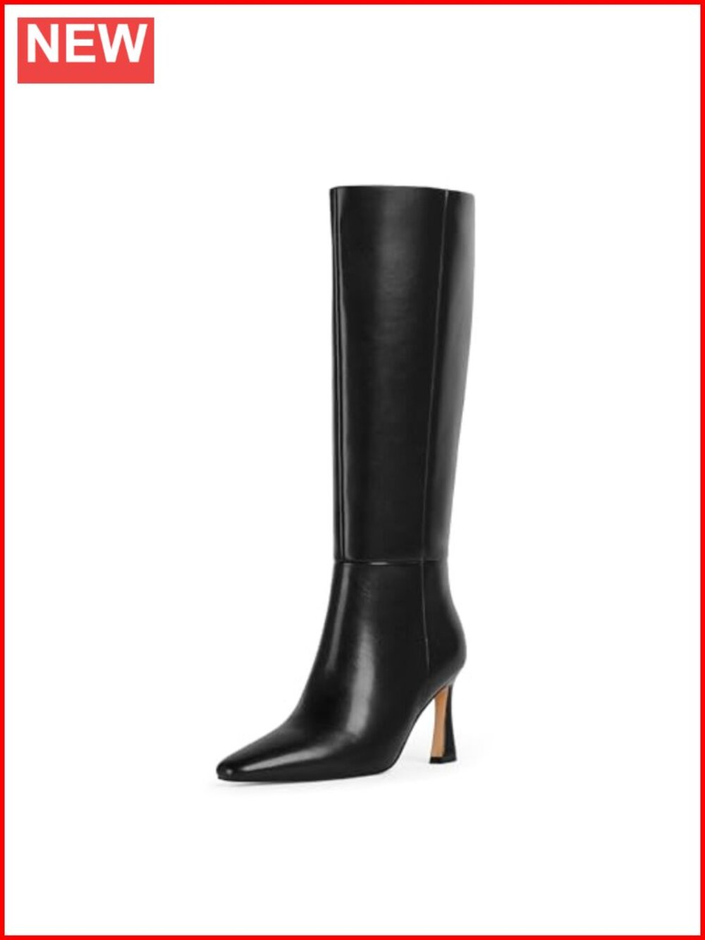 Women's Knee High Stiletto Heel Pointed Toe Boots Faux Leather